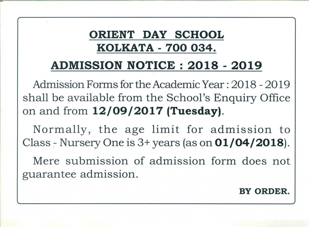 ADMISSION NOTICE : 2018-2019